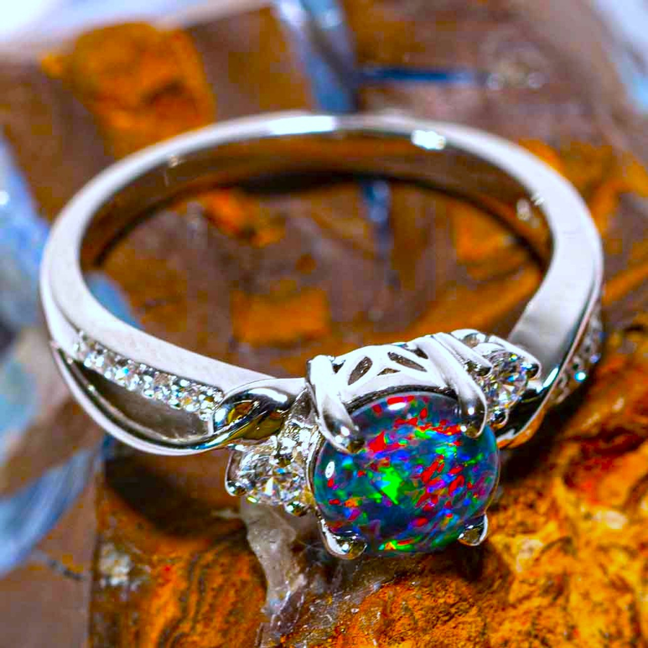Mexican Fire Opal Ring - Size 5.5 - Sterling Silver - Awakenings