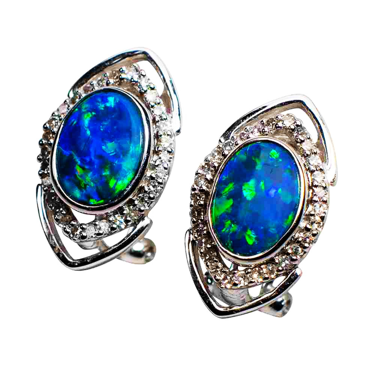 Gilson Opal Blue Oval Shaped Lab Created Drop Sterling Silver Dangle E | El  Loro Jewelry & Gifts