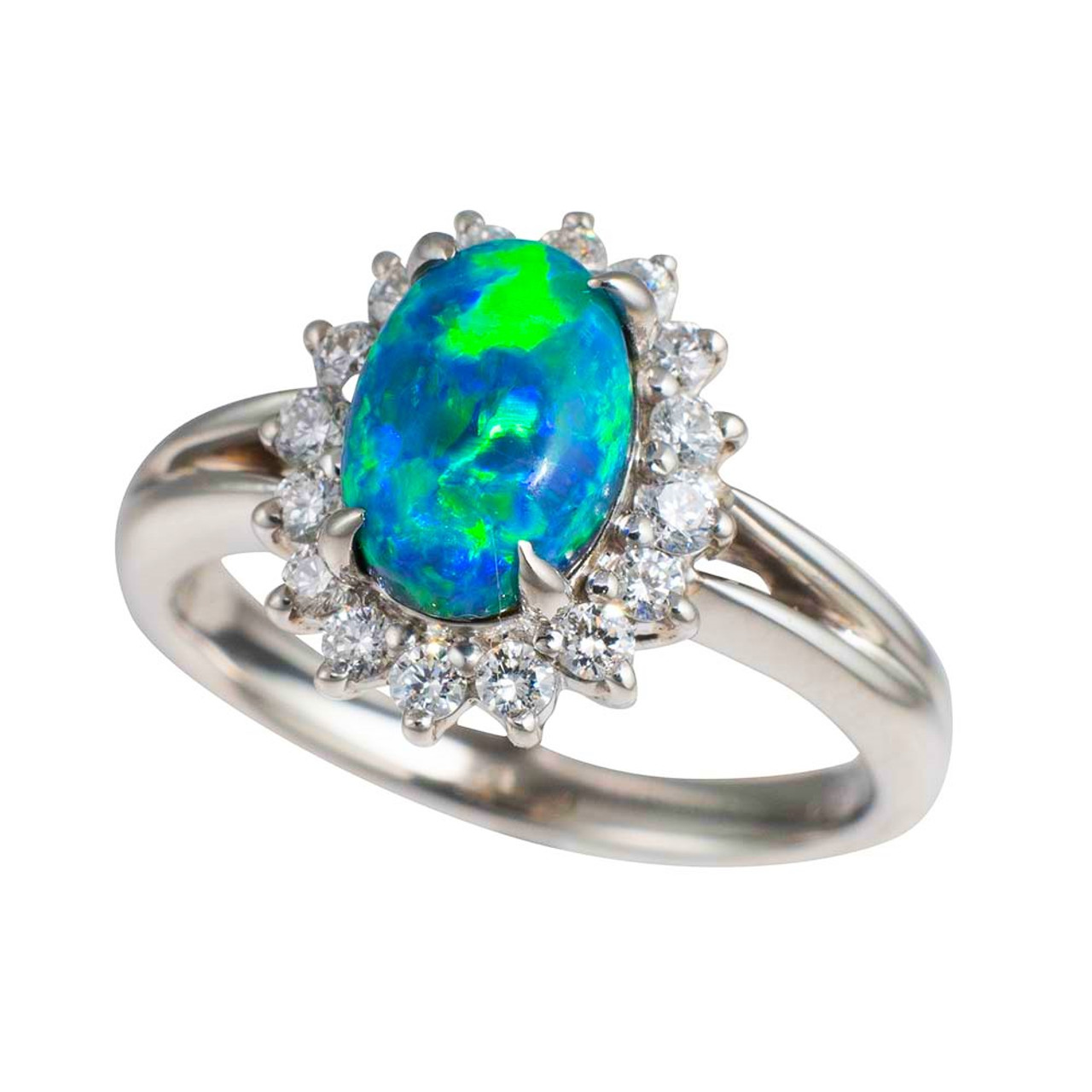 HEAVEN PLATINUM & DIAMOND BLACK OPAL RING