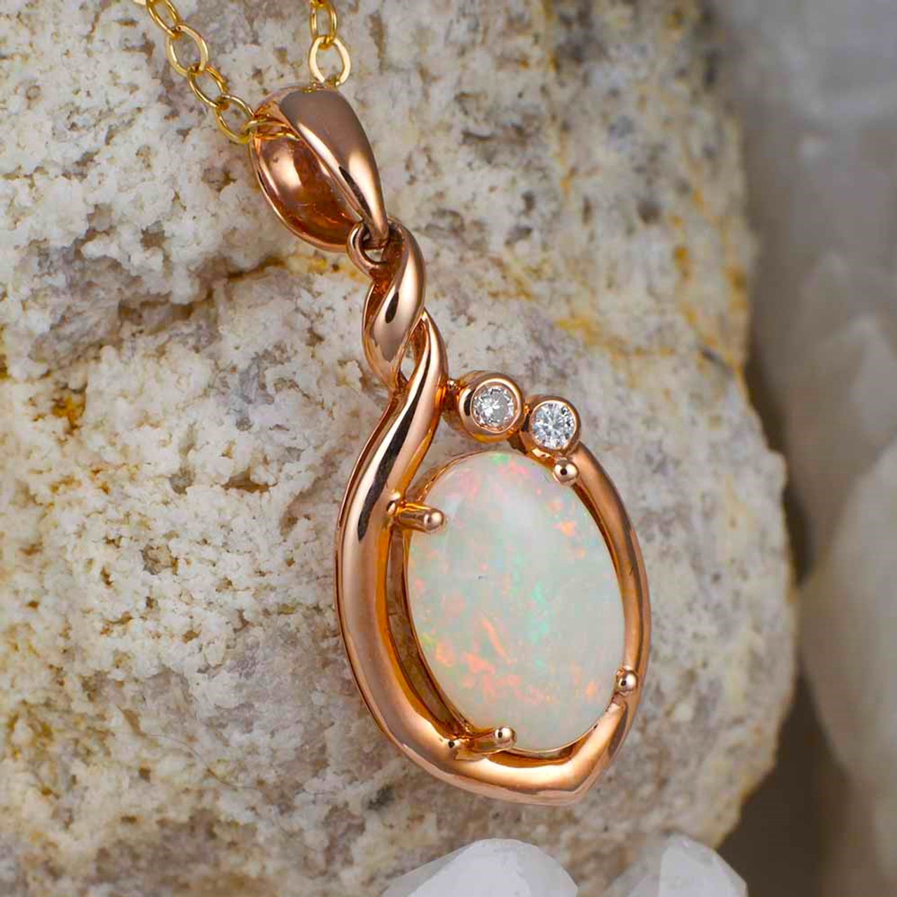 Rose gold shop opal necklaces