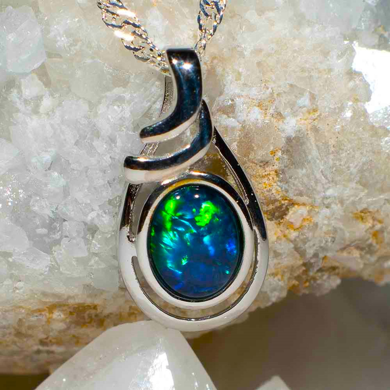 OPALIZED ODYSSEY STERLING SILVER AUSTRALIAN OPAL NECKLACE