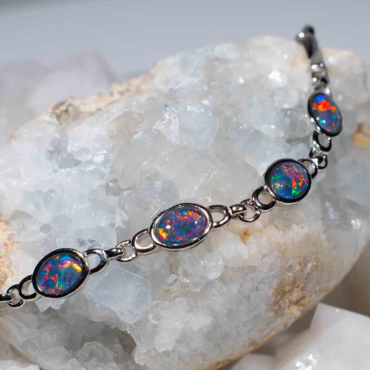 silver bracelet Opal gemstone bracelet for women silver jewelry natural gem  birthday party ornament christmas present fireworks