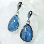 *EARTH'S STRIPES STERLING SILVER AUSTRALIAN OPAL DROP EARRINGS