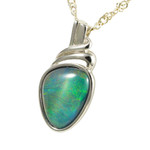 *JADED STERLING SILVER AUSTRALIAN OPAL NECKLACE