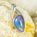 *SLEEK SILVER STERLING SILVER AUSTRALIAN OPAL NECKLACE