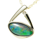 *CORAL REEF STERLING SILVER AUSTRALIAN OPAL NECKLACE