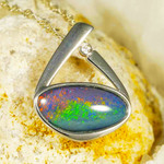 *CORAL REEF STERLING SILVER AUSTRALIAN OPAL NECKLACE