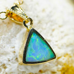 *BLUE LOTUS 14KT GOLD AUSTRALIAN OPAL NECKLACE