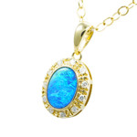* 1 PAVED IN GOLD 14KT GOLD AUSTRALIAN OPAL NECKLACE