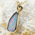 *MUSHROOM MIRROR 14KT GOLD AUSTRALIAN OPAL NECKLACE