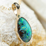 *COMPLEX CITY 14KT GOLD AUSTRALIAN OPAL NECKLACE