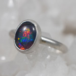 *SPARKLE REFLECTION STERLING SILVER AUSTRALIAN OPAL RING