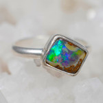 * 1 JULIA GEM STERLING SILVER AUSTRALIAN BOULDER OPAL RING