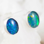 *STAR OF THE SHOW STERLING SILVER AUSTRALIAN OPAL EARRINGS