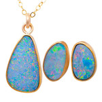 LEGACY JEWELS 18KT ROSE GOLD FILLED OPAL JEWELRY SET