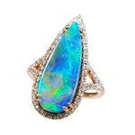 ROMAN EMPIRE 14KT GOLD & DIAMOND SOLID BOULDER OPAL RING