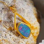 BURNING HEART 18KT GOLD PLATED AUSTRALIAN OPAL JEWELRY SET