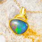 * MARCELA 18KT GOLD PLATED AUSTRALIAN OPAL JEWELRY SET