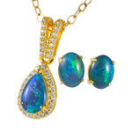 RED WINE 18KT GOLD PLATED AUSTRALIAN OPAL JEWELRY SET