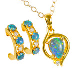 ACQUIRED TASTE 18KT GOLD PLATED AUSTRALIAN OPAL JEWELRY SET