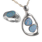 PISCES STERLING SILVER OPAL JEWELLERY SET