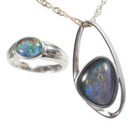 BOOTSY STERLING SILVER AUSTRALIAN OPAL JEWELRY SET