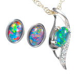 RENATA STERLING SILVER AUSTRALIAN OPAL JEWELRY SET