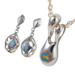 NYC STERLING SILVER AUSTRALIAN OPAL JEWELRY SET