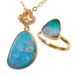 *  A TIME TO SHINE14KT GOLD & DIAMOND AUSTRALIAN OPAL JEWELRY SET