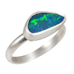 * 1 OPAL SPLASH STERLING SILVER AUSTRALIAN OPAL RING