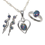 RUNWAY GEM STERLING SILVER AUSTRALIAN OPAL JEWELRY SET