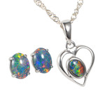 OPAL LOVER STERLING SILVER AUSTRALIAN OPAL JEWELRY SET