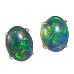 *RIGHT FLASH 14KT YELLOW GOLD AUSTRALIAN OPAL STUD EARRINGS