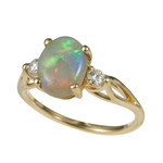   * A DAMIANA 14KT YELLOW GOLD & DIAMOND SOLID BLACK OPAL RING