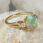   * A DAMIANA 14KT YELLOW GOLD & DIAMOND SOLID BLACK OPAL RING