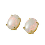 COLOR PASTEL 18KT YELLOW GOLD PLATED AUSTRALIAN WHITE OPAL STUD EARRINGS
