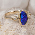 * 1 DREAMY DELIGHT 14KT YELLOW GOLD & DIAMOND AUSTRALIAN OPAL RING