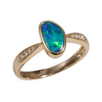 * 1 ETHEREAL FUN 14KT YELLOW GOLD & DIAMOND AUSTRALIAN OPAL RING