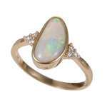 * 1 RADIANT REMNANTS 14KT YELLOW GOLD & DIAMOND AUSTRALIAN WHITE OPAL RING