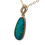 GOLDEN HUE 14KT YELLOW GOLD & DIAMOND AUSTRALIAN OPAL NECKLACE