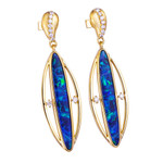 A TIMID GRACE 14KT YELLOW GOLD & DIAMOND OPAL EARRINGS