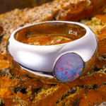 MORNING STAR STERLING SILVER AUSTRALIAN OPAL RING