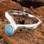 *MOONLIGHT GARDEN STERLING SILVER AUSTRALIAN BLACK OPAL RING