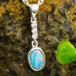 IRIDESCA LUMEN STERLING SILVER AUSTRALIAN OPAL NECKLACE