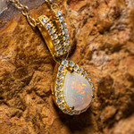 RADIANCE RICH 18kt GOLD PLATED SOLID AUSTRALIAN WHITE OPAL NECKLACE