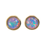 LOVE BLAST 18kt GOLD PLATED NATURAL LIGHTNING RIDGE AUSTRALIAN OPAL STUD EARRINGS