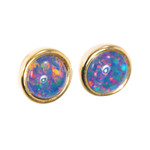 LOVE BLAST 18kt GOLD PLATED NATURAL LIGHTNING RIDGE AUSTRALIAN OPAL STUD EARRINGS