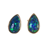 PLANET EARTH 14KT GOLD AUSTRALIAN BLACK OPAL STUD EARRINGS