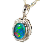 *1  FIRE FLY STERLING SILVER AUSTRALIAN OPAL NECKLACE