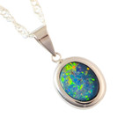  * OCEAN SPLASH 14KT WHITE GOLD AUSTRALIAN OPAL NECKLACE